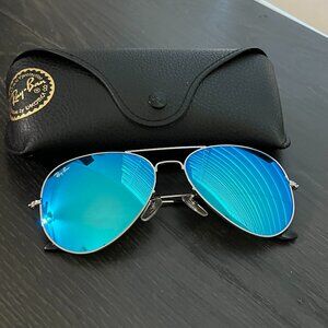 ray ban aviator blue mirror